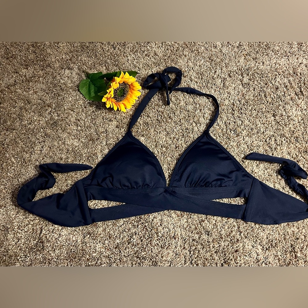 🔥Kona Sol Women’s Triangle Wrap Blue Bikini Top, S